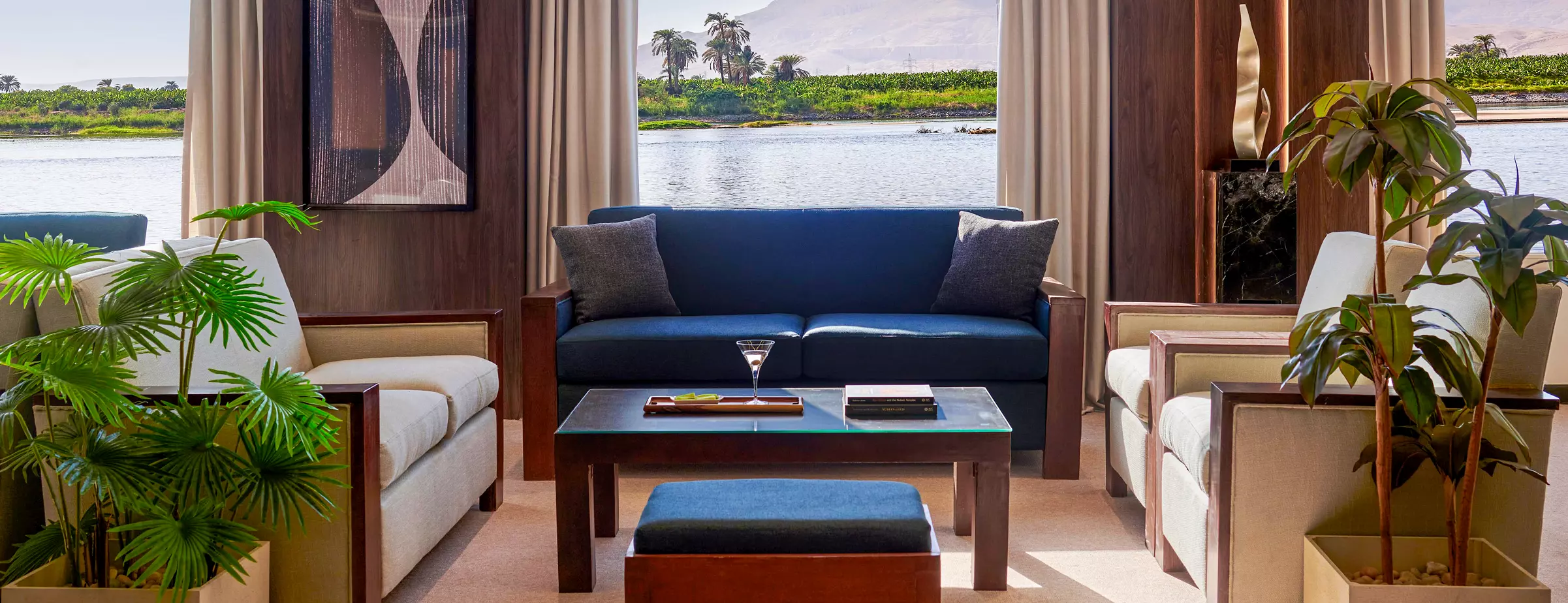 Lounge aboard the Mövenpick MS Royal Lily Nile cruise
